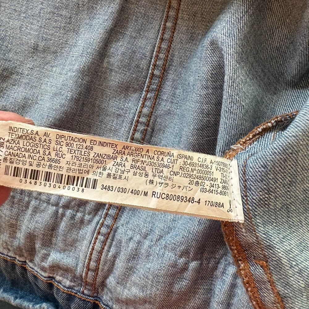 Zara Trafaluc Embroidered Oversized Boho Festival DenimJacket Medium - Picture 15 of 15